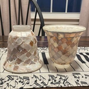 Hukuro Mosaic Teardrop Art Glass Shell 2 Light Shades